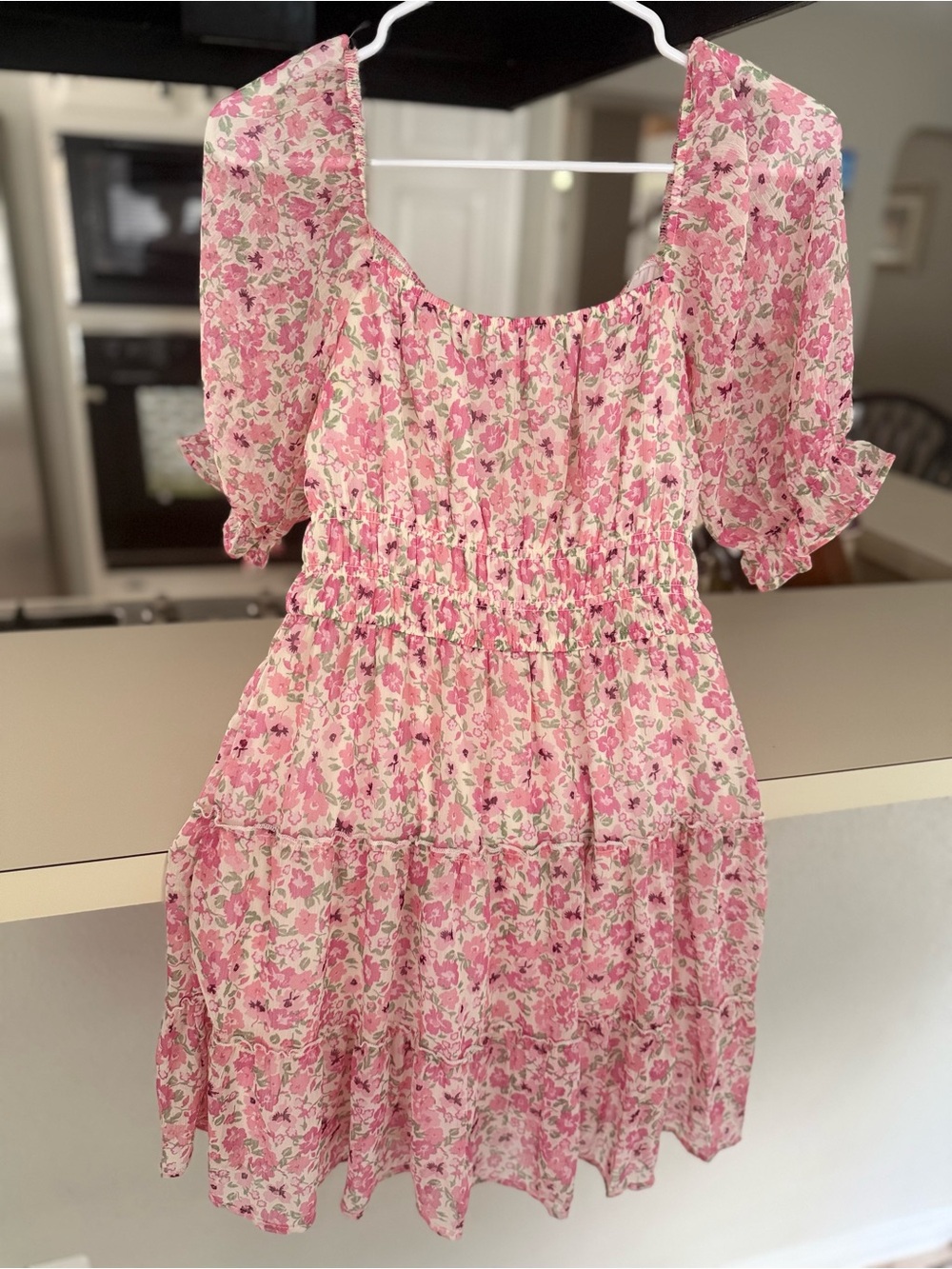 Trixxi Pink Floral Smocked Waist Babydoll Dress